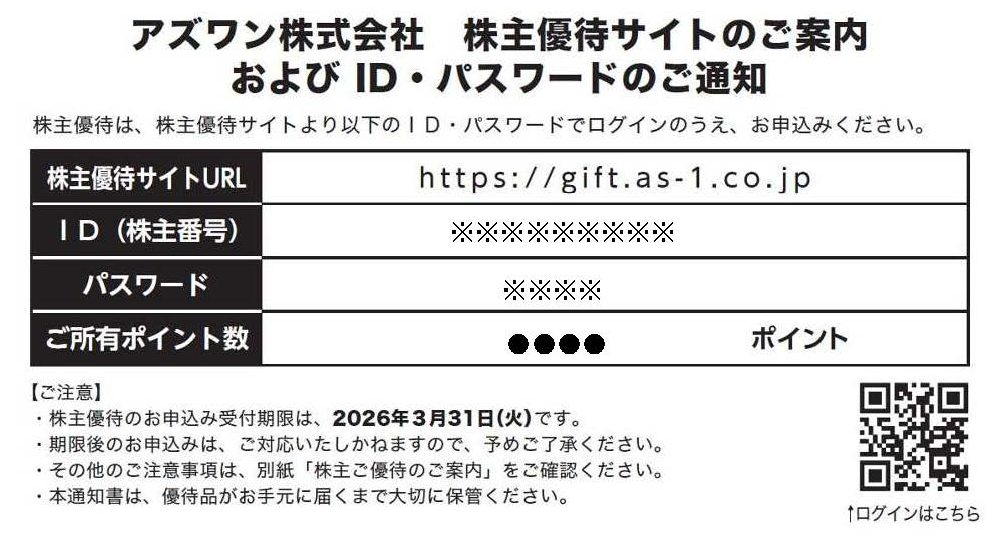 アズワン 株主優待サイト